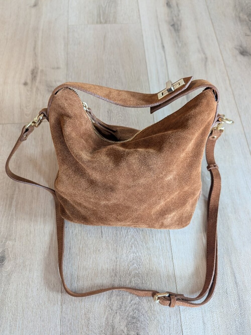 Claudia Slouchy Camel Suede Handbag Purse